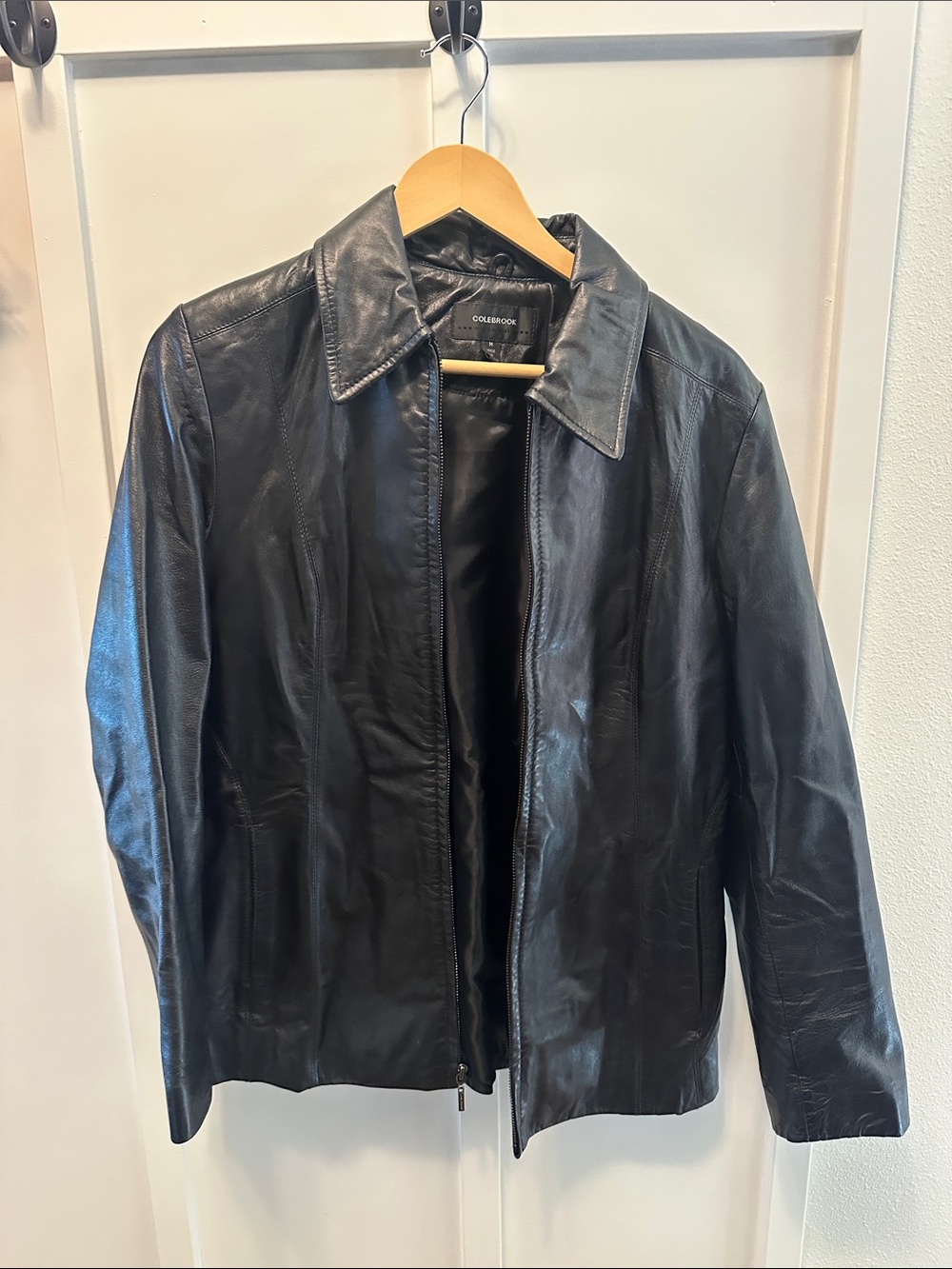 Black Leather Zip-Front Women’s Jacket